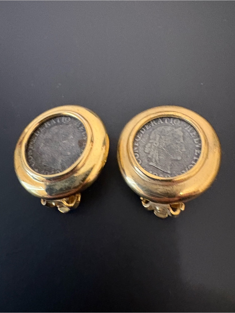 Vintage signed Carolee Gold tone coin clip-on
Earrings